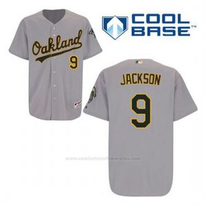 Camiseta Beisbol Hombre Oakland Athletics Reggie Jackson 9 Gris Cool Base