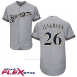 Camiseta Beisbol Hombre Milwaukee Brewers Taylor Jungmann Gris Autentico Coleccion Flex Base