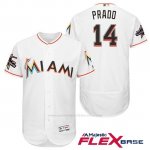 Camiseta Beisbol Hombre Miami Marlins 14 Martin Prado Blanco 2017 Flex Base