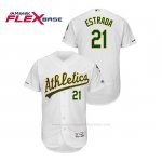 Camiseta Beisbol Hombre Oakland Athletics Marco Estrada 150th Aniversario Patch Autentico Flex Base Blanco