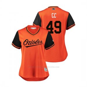 Camiseta Beisbol Mujer Baltimore Orioles Gabriel Ynoa 2018 Llws Players Weekend El Tiguere Orange