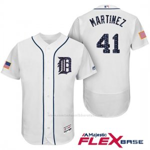Camiseta Beisbol Hombre Detroit Tigers 2017 Estrellas y Rayas Victor Martinez Blanco Flex Base