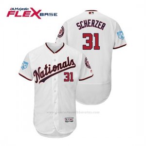 Camiseta Beisbol Hombre Washington Nationals Max Scherzer Flex Base Entrenamiento de Primavera 2019 Blanco