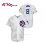 Camiseta Beisbol Hombre Chicago Cubs Ian Happ 150th Aniversario Patch Autentico Flex Base Blanco Azul