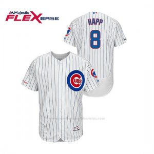 Camiseta Beisbol Hombre Chicago Cubs Ian Happ 150th Aniversario Patch Autentico Flex Base Blanco Azul