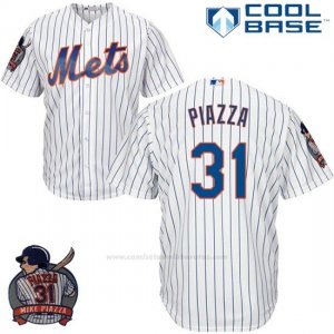 Camiseta Beisbol Hombre New York Mets Mike Piazza Blanco Cool Base With