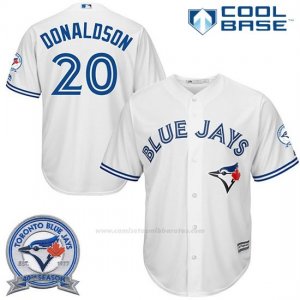 Camiseta Beisbol Hombre Toronto Blue Jays Josh Donaldson 20 Blanco Cool Base 40 Aniversario