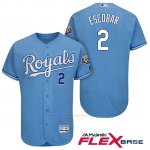 Camiseta Beisbol Hombre Kansas City Royals Alcides Escobar Light Azul 50th Season Flex Base