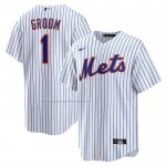 Camiseta Beisbol Hombre New York Mets NO 1 Groom Primera Replica Blanco