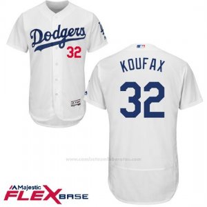 Camiseta Beisbol Hombre Los Angeles Dodgers Sandy Koufax Blanco Autentico Coleccion Flex Base