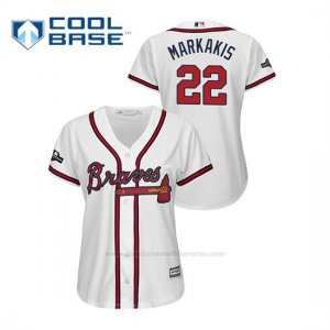 Camiseta Beisbol Mujer Atlanta Braves Nick Markakis 2019 Postseason Cool Base Blanco
