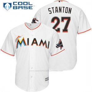 Camiseta Beisbol Hombre Miami Marlins 27 Giancarlo Stanton Blanco 2017 Cool Base