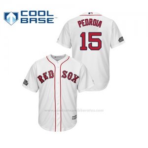 Camiseta Beisbol Hombre Boston Red Sox Dustin Pedroia Cool Base 2019 London Series Blanco