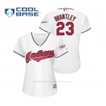 Camiseta Beisbol Mujer Cleveland Indians Michael Brantley 2019 All Star Game Patch Cool Base Blanco