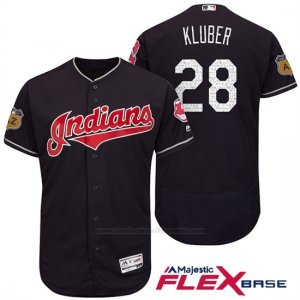 Camiseta Beisbol Hombre Cleveland Indians Corey Kluber Azul 2017 Entrenamiento de Primavera Flex Base Jugador