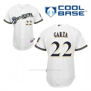 Camiseta Beisbol Hombre Milwaukee Brewers Matt Garza 22 Blanco 1ª Cool Base