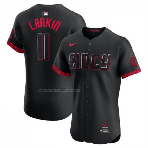 Camiseta Beisbol Hombre Cincinnati Reds Barry Larkin 2025 City Connect Elite Negro
