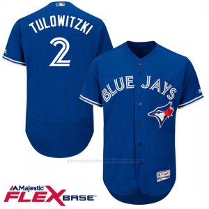 Camiseta Beisbol Hombre Toronto Blue Jays Troy Tulowitzki 2 Azul Flex Base Autentico Coleccion Jugador