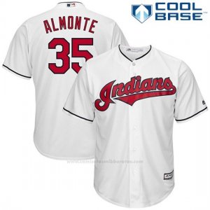 Camiseta Beisbol Hombre Cleveland Indians 35 Abraham Almonte Blanco Cool Base