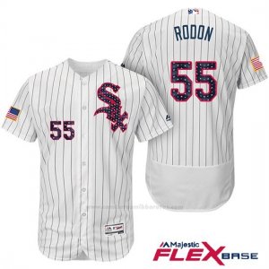 Camiseta Beisbol Hombre Chicago White Sox 2017 Estrellas Y Rayas 55 Carlos Rodon Blanco Flex Base