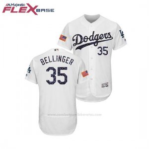 Camiseta Beisbol Hombre Los Angeles Dodgers Cody Bellinger 2018 Stars & Stripes Flex Base Blanco
