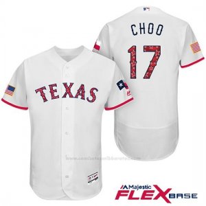 Camiseta Beisbol Hombre Texas Rangers 2017 Estrellas y Rayas Shin Soo Choo Blanco Flex Base