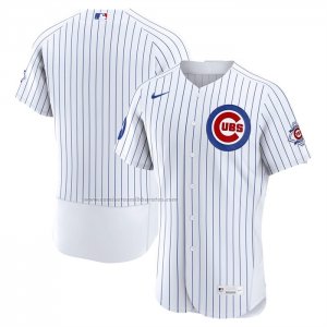 Camiseta Beisbol Hombre Chicago Cubs Primera Parche Patrocinador Autentico Blanco
