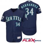 Camiseta Beisbol Hombre Seattle Mariners 34 Felix Hernandez Azul 2017 Flex Base