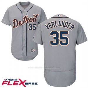 Camiseta Beisbol Hombre Detroit Tigers Justin Verlander Autentico Coleccion Flex Base Gris
