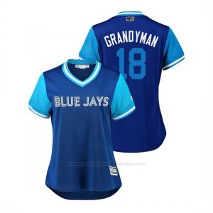 Camiseta Beisbol Mujer Toronto Blue Jays Curtis Granderson 2018 Llws Players Weekend Grandyman Azul