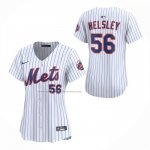 Camiseta Beisbol Mujer New York Mets Ryan Helsley Primera Limited Blanco Camiseta Beisbol Mujer New York Mets Ryan Helsley Primera Limited Blanco