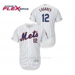 Camiseta Beisbol Hombre New York Mets Juan Lagares 150th Aniversario Patch Autentico Flex Base Blanco