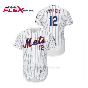 Camiseta Beisbol Hombre New York Mets Juan Lagares 150th Aniversario Patch Autentico Flex Base Blanco