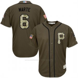 Camiseta Beisbol Hombre Pittsburgh Pirates 6 Starling Marte Verde Salute To Service