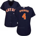 Camiseta Beisbol Mujer Houston Astros George Springer Azul Alterno