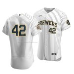 Camiseta Beisbol Hombre Milwaukee Brewers Jackie Robinson Day Autentico Blanco