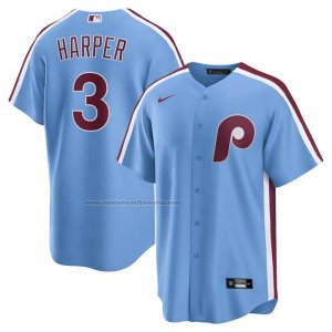 Camiseta Beisbol Hombre Philadelphia Phillies Bryce Harper Alterno Replica Azul Claro