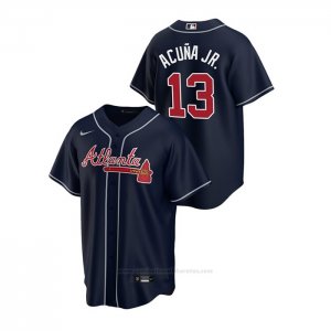 Camiseta Beisbol Hombre Atlanta Braves Ronald Acuna Jr. 2020 Replica Alterno Azul