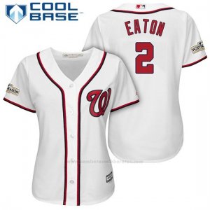 Camiseta Beisbol Mujer Washington Nationals 2017 Postemporada Adam Eaton Blanco Cool Base