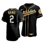 Camiseta Beisbol Hombre Oakland Athletics Khris Davis Golden Edition Autentico Negro