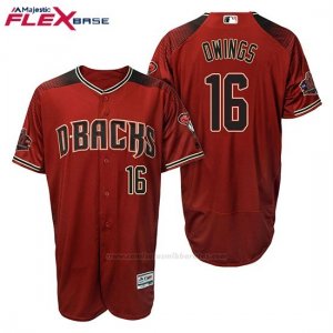 Camiseta Beisbol Hombre Arizona Diamondbacks 16 Chris Owings Rojo Negro Alterno 20 Aniversario Flex Base