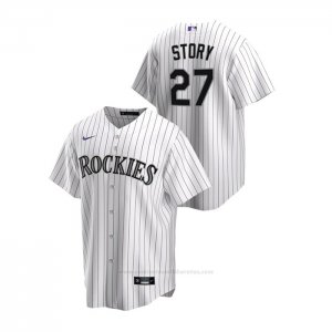 Camiseta Beisbol Hombre Colorado Rockies Trevor Story Replica Primera Blanco