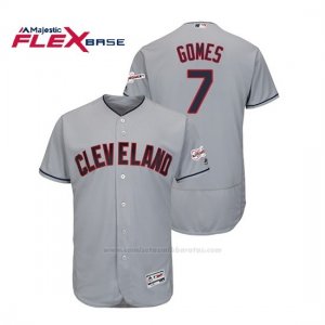 Camiseta Beisbol Hombre Cleveland Indians Yan Gomes 2019 All Star Game Patch Flex Base Gris