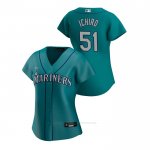 Camiseta Beisbol Mujer Seattle Mariners Ichiro Suzuki 2020 Replica Alterno Verde