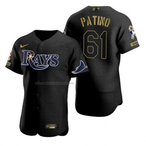 Camiseta Beisbol Hombre Tampa Bay Rays Luis Patino Negro 2021 Salute To Service