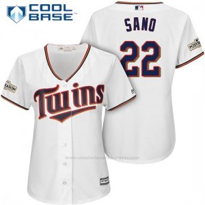 Camiseta Beisbol Mujer Minnesota Twins 2017 Postemporada Miguel Sano Blanco Cool Base