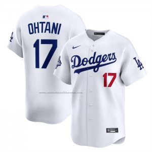 Camiseta Beisbol Hombre Los Angeles Dodgers Shohei Ohtani Campeones Serie Mundial 2025 Limited Blanco
