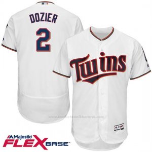 Camiseta Beisbol Hombre Minnesota Twins Brian Dozier 2 Blanco Flex Base Autentico Coleccion Jugador
