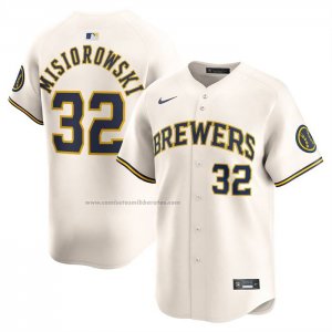Camiseta Beisbol Hombre Milwaukee Brewers Jacob Misiorowski Primera Limited Crema