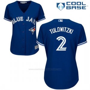 Camiseta Beisbol Mujer Toronto Blue Jays Troy Tulowitzki Cool Base Royal